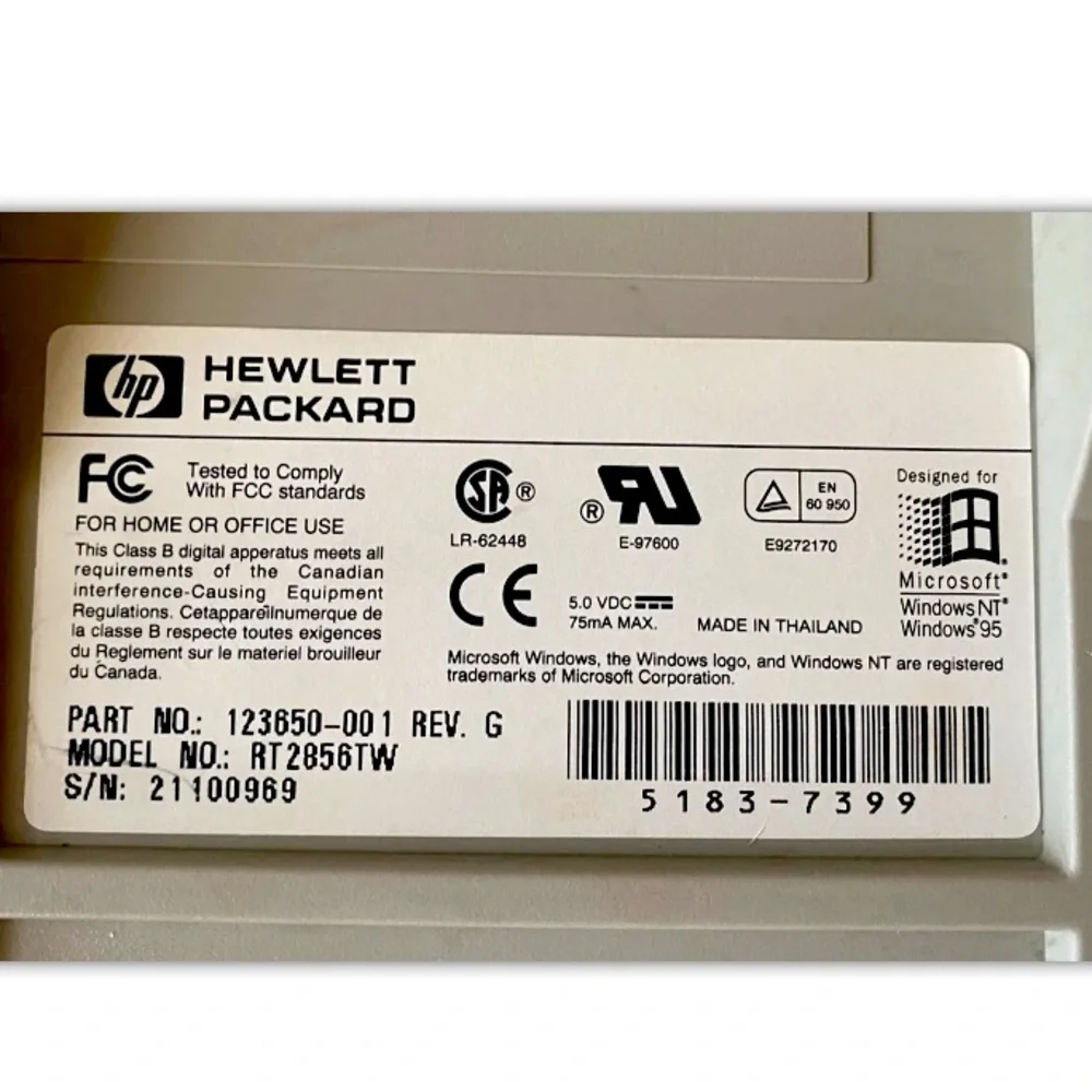 ⌨️HP⌨️ RT2856TW WIRED 5’10” CORD ADJUSTABLE PEGS KEYBOARD EUC 🖥